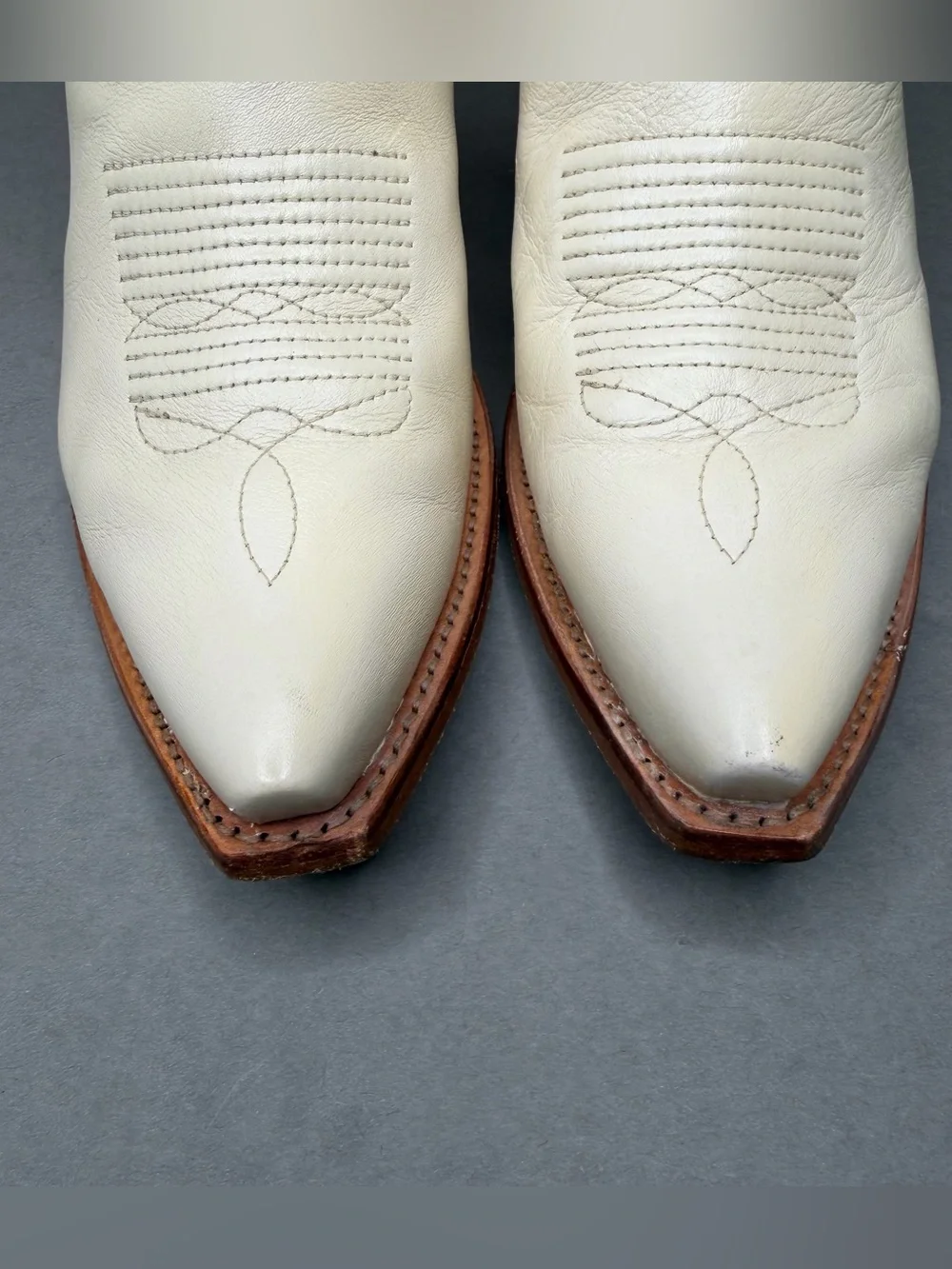 TECOVAS “The Daisy” Bone Calfskin Leather Western Boots Women Sz 8.5 Rodeo White